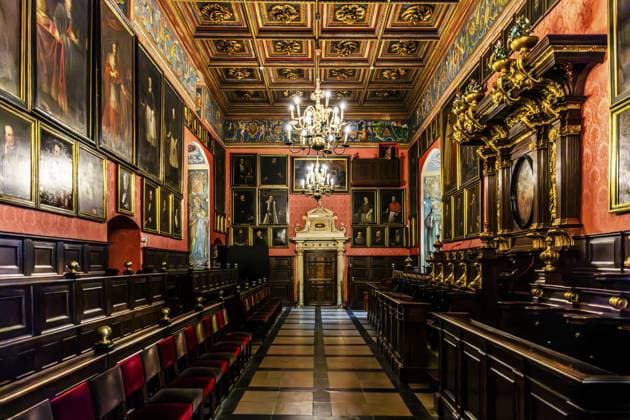 Aula, Collegium Maius älteste Gebäude der Jagellonischen Universität, 1364, Krakau, Polen Aula, Collegium Maius oldest building of the Jagellonian University, 1364, Krakow, Poland Copyright: imageBROKER RaimundxFranken iblrfn16447026.jpg