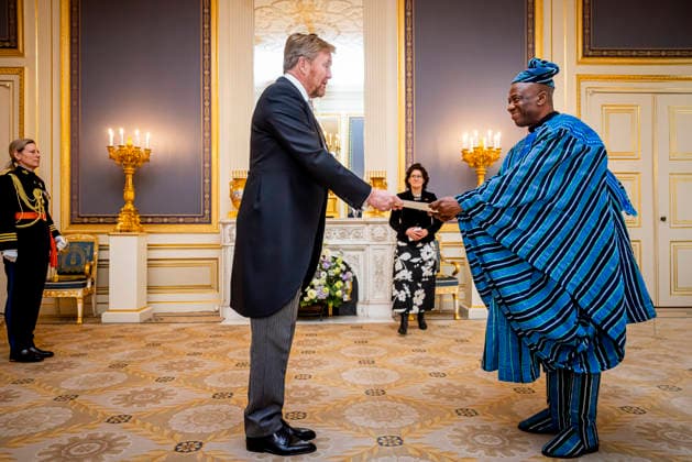 04-02-2026 Palace King Willem-Alexander during the credentials (geloofsbrieven) of the Ambassador of the Republic of Ghana, His Excellency E.M. Agbenyegah, at palace Noordeinde in The Hague. Â  Copyright: xPPEx