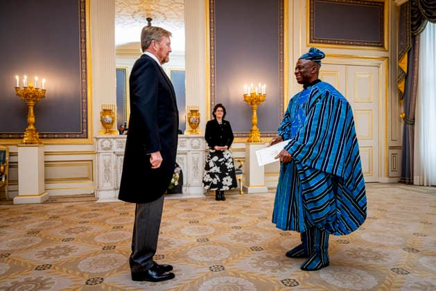 04-02-2026 Palace King Willem-Alexander during the credentials (geloofsbrieven) of the Ambassador of the Republic of Ghana, His Excellency E.M. Agbenyegah, at palace Noordeinde in The Hague. Â  Copyright: xPPEx