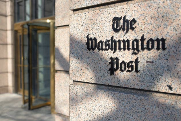 February 4, 2026, Washington, District Of Columbia, USA: Signage is seen on The Washington Post building in Washington, D.C. on February 4, 2026, following the announcement of sweeping layoffs at the newspaper. Washington USA - ZUMAd227 20260204_znp_d227_001 Copyright: xBryanxDozierx
