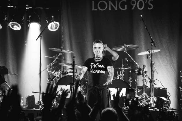 Robbie Williams performing at Barrowlands in Glasgow on 04 February 2026. Robbie Williams performing at Barrowlands in Glasgow on 04 February 2026 as part of his Long 90™s tour performing ˜Life Thru a Lens™ and new album ˜Britpop™ in full. Robbie Williams is a British singer and songwriter best known for solo singles ˜Angels™ and ˜Feel™ and as a member of the pop group Take That., Credit:Adam Hampton-Matthews Avalon  Copyright: xAdamxHampton-Matthewsx xAvalonx 1072124799