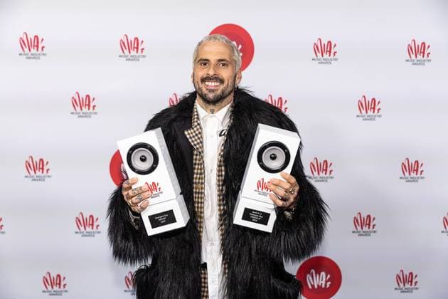 Singer Zwangere Guy pictured during the 18th edition of the MIA s, Music Industry Awards, award show, in Brussels, Wednesday 04 February 2026. The MIA awards are handed out by the VRT and VI.BE.  JAMESxARTHURxGEKIERE 161169890