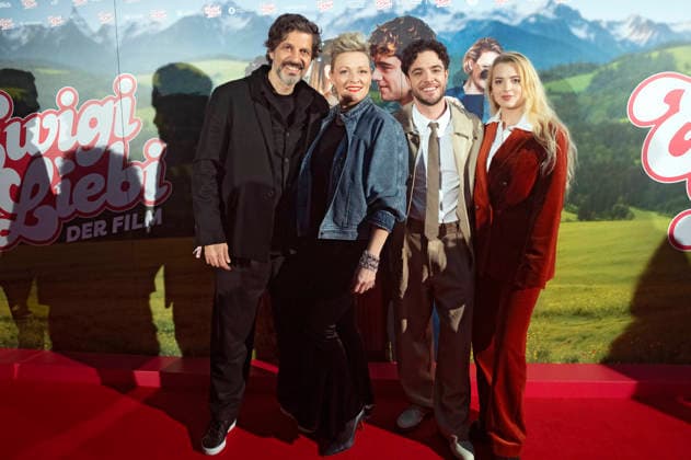 Pasquale Aleardi, Susanne Kunz, Luca Hänni und Elena Flury bei der Weltpremiere des Kinofilms Ewigi Liebi im Abaton. Zürich, 04.02.2026