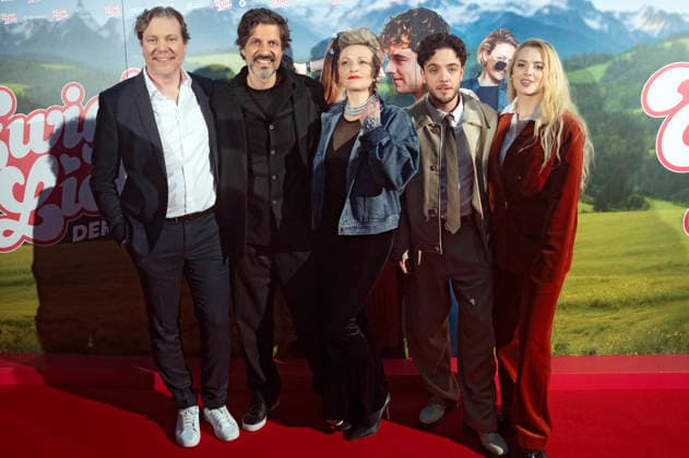 Pierre Monnard, Pasquale Aleardi, Susanne Kunz, Luca Hänni und Elena Flury bei der Weltpremiere des Kinofilms Ewigi Liebi im Abaton. Zürich, 04.02.2026