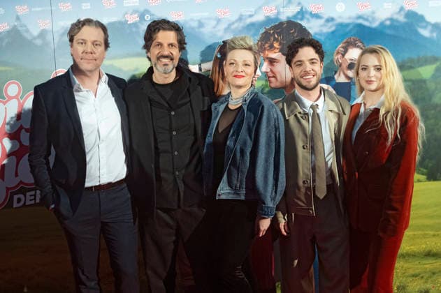 Pierre Monnard, Pasquale Aleardi, Susanne Kunz, Luca Hänni und Elena Flury bei der Weltpremiere des Kinofilms Ewigi Liebi im Abaton. Zürich, 04.02.2026