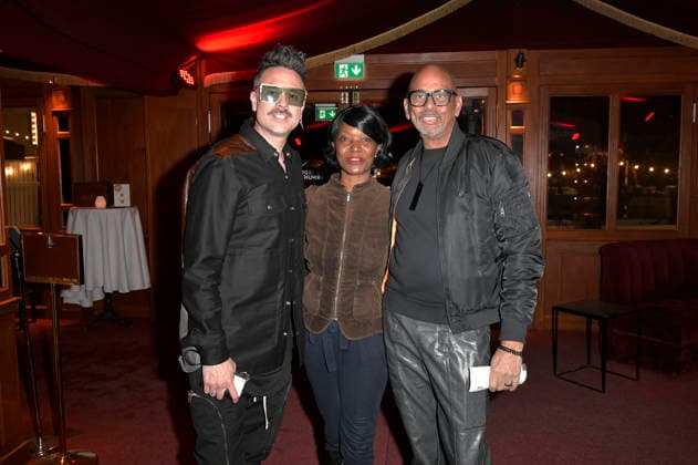 Can Fischer, Sheri Hagen und Pierre Sanoussi-Bliss bei der Premiere des Theaterstücks Klangrazzia 2.0 in der Bar jeder Vernunft. Berlin, 04.02.2026