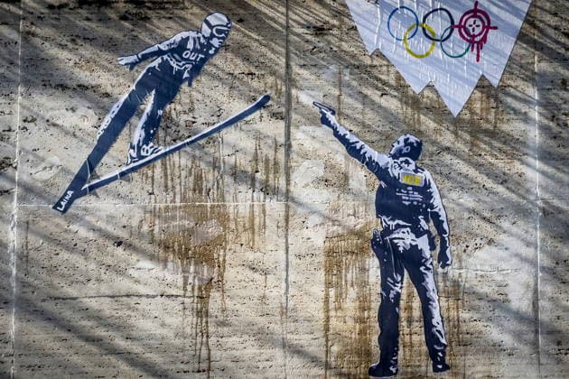February 5, 2026, Rome, Rome, Italy: New mural by street artist LAIKA Ã¢â‚¬oeIce OutÃ¢â‚¬Â is a denunciation of the presence of the American federal agency at the Milan-Cortina Olympic Games, Rome, February 5th 2026 Rome Italy  - ZUMAa289 20260205_zia_a289_008 Copyright: xAlessandroxSerranox
