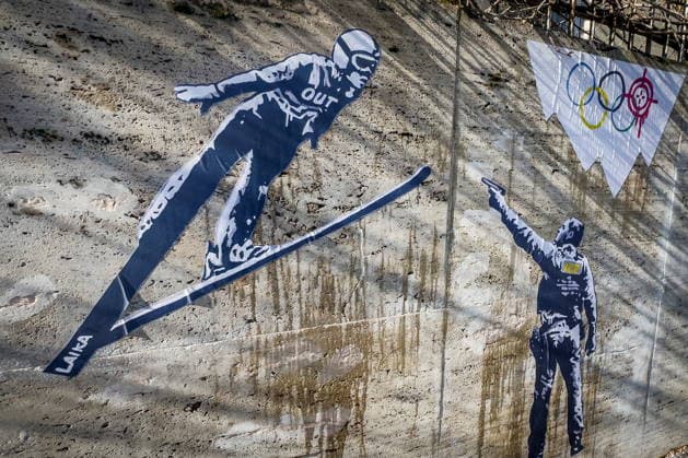 February 5, 2026, Rome, Rome, Italy: New mural by street artist LAIKA Ã¢â‚¬oeIce OutÃ¢â‚¬Â is a denunciation of the presence of the American federal agency at the Milan-Cortina Olympic Games, Rome, February 5th 2026 Rome Italy  - ZUMAa289 20260205_zia_a289_011 Copyright: xAlessandroxSerranox