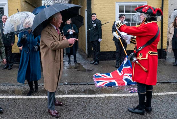 . 05 02 2026. Dedham, United Kingdom. King Charles III and Queen Camilla during a visit to the Sun Inn in Dedham,Essex, United Kingdom  xPoolx xi-Imagesx IIM-26552-0005