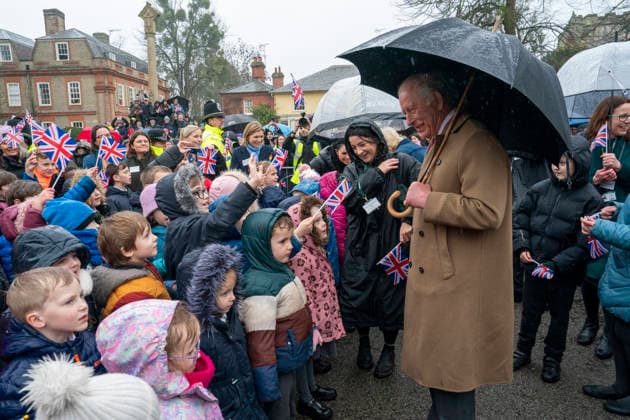 . 05 02 2026. Dedham, United Kingdom. King Charles III and Queen Camilla during a visit to the Sun Inn in Dedham,Essex, United Kingdom  xPoolx xi-Imagesx IIM-26552-0016