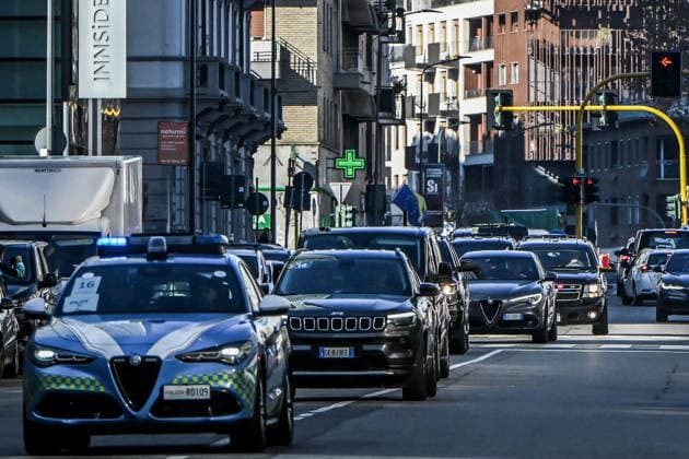 February 5, 2026, Milan, Mi, Italy: Arrival of the U.S. Olympic delegations and U.S. Vice President Vance and his escort at the Hotel Gallia, Milan, February 5th, 2026 Milan Italy  - ZUMAa289 20260205_zia_a289_150 Copyright: xAgf NicolaxMarfisix