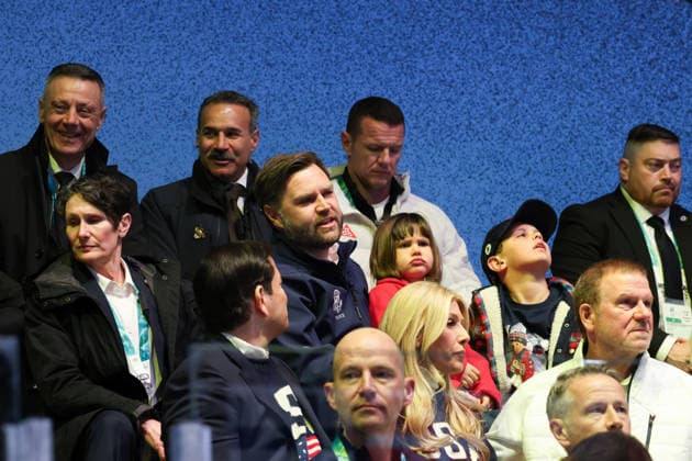 February 5, 2026, Milan, Lombardy, Italy: Vice President of the United States of America JD VANCE is seen with his kids MIRABEL VANCE and VIVEK VANCE attending the Women s Preliminary Round Group A game between Team United States and Team Czechia at the Milano Cortina 2026 Winter Olympic Games. Milan Italy - ZUMAc179 20260205_oly_c179_089 Copyright: xMickaelxChavetx