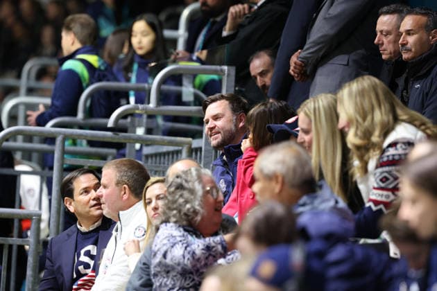 February 5, 2026, Milan, Lombardy, Italy: Vice President of the United States of America JD VANCE is seen attending the Women s Preliminary Round Group A game between Team United States and Team Czechia at the Milano Cortina 2026 Winter Olympic Games. Milan Italy - ZUMAc179 20260205_oly_c179_093 Copyright: xMickaelxChavetx