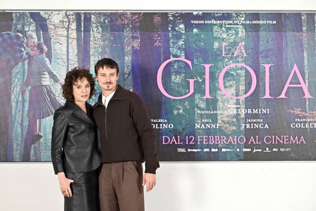 Photocall of the film La Gioia February 5, 2026, Rome. Presentation of the film La Gioia. Pictured: Valeria Golino, Saul Nanni, Credit:Maria Laura Antonelli Avalon Italy., Rome  Copyright: xMariaxLauraxAntonellix xAvalonx 1072312948