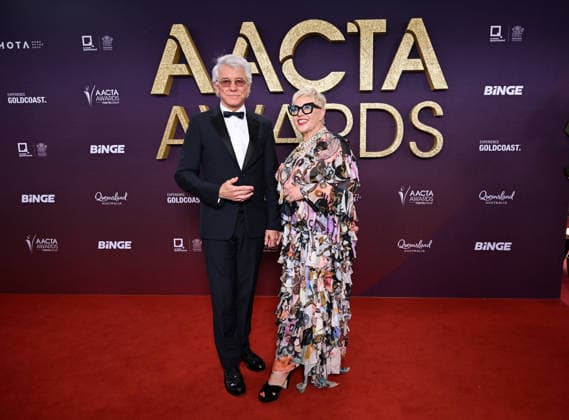 AACTA AWARDS 2026, Baz Luhrmann (left) and Catherine Martin (right) are seen posing for a photo on the red carpet at the 2024 AACTA Awards at HOTA in Surfers Paradise, Queensland, Friday, February 6, 2026. ( NO ARCHIVING BRISBANE QUEENSLAND AUSTRALIA  Copyright: xDARRENxENGLANDx 20260206151287711157