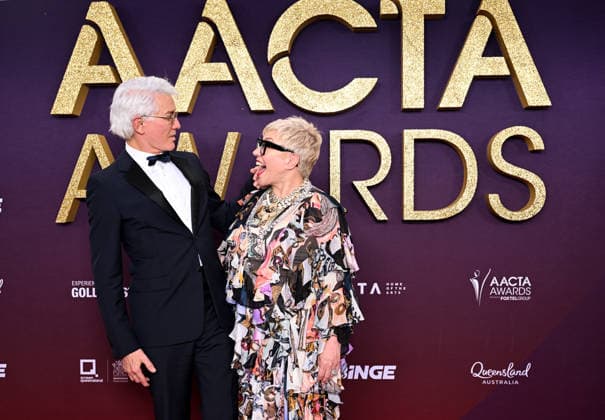 AACTA AWARDS 2026, Baz Luhrmann (left) and Catherine Martin (right) are seen posing for a photo on the red carpet at the 2024 AACTA Awards at HOTA in Surfers Paradise, Queensland, Friday, February 6, 2026. ( NO ARCHIVING BRISBANE QUEENSLAND AUSTRALIA  Copyright: xDARRENxENGLANDx 20260206166675534105