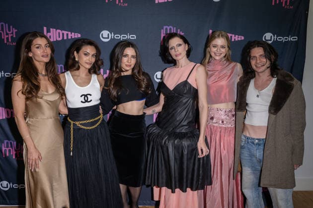 February 5, 2026, New York, United States: (L-R) Rachel Matthews, Camila Mendes, Nastasya Popov, Julia Fox, Anna Baryshnikov and Neres Stamos attend the Idiotka New York Premiere at Crown Hill Theatre in the Brooklyn borough of New York City. New York United States - ZUMAs197 20260205_aaa_s197_408 Copyright: xRonxAdarx