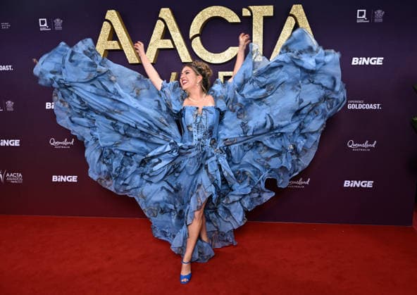 AACTA AWARDS 2026, Esme James is seen posing for a photo on the red carpet at the 2024 AACTA Awards at HOTA in Surfers Paradise, Queensland, Friday, February 6, 2026. ( NO ARCHIVING BRISBANE QUEENSLAND AUSTRALIA  Copyright: xDARRENxENGLANDx 20260206171802663210