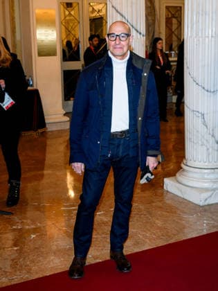 Milan, Milan Cortina 2026 Olympic Games, Welcome cocktail for guests at the Opening Ceremony at Teatro alla Scala. Pictured: Stanley Tucci.  Copyright: xAlbertoxTerenghix xipa-agency.netx xComi Terenghix IPA_Agency_IPA71036444