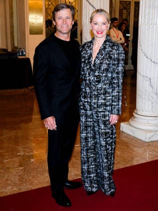 Milan, Milan Cortina 2026 Olympic Games, Welcome cocktail for guests at the Opening Ceremony at the Teatro alla Scala. Pictured: Grant Alan Show, Katherine LaNasa  Copyright: xAlbertoxTerenghix xipa-agency.netx xComi Terenghix IPA_Agency_IPA71037279