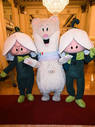 Milan, Milan Cortina 2026 Olympic Games, Welcome cocktail for guests at the Opening Ceremony at the Teatro alla Scala. Pictured: the mascot.  Copyright: xAlbertoxTerenghix xipa-agency.netx xComi Terenghix IPA_Agency_IPA71039119