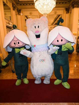 Milan, Milan Cortina 2026 Olympic Games, Welcome cocktail for guests at the Opening Ceremony at the Teatro alla Scala. Pictured: the mascot.  Copyright: xAlbertoxTerenghix xipa-agency.netx xComi Terenghix IPA_Agency_IPA71039122