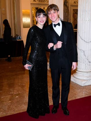 Milan, Milan Cortina 2026 Olympic Games, Welcome cocktail for guests at the Opening Ceremony at the Teatro alla Scala. Pictured: Nicoletta Manni and Timofej Andrijashenko.  Copyright: xAlbertoxTerenghix xipa-agency.netx xComi Terenghix IPA_Agency_IPA71038479