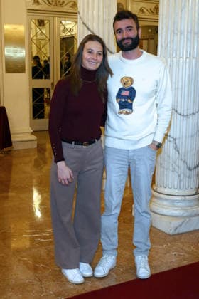 Milan, Milan Cortina 2026 Olympic Games, Welcome cocktail for guests at the Opening Ceremony at the Teatro alla Scala - Andrea Macrì with a friend  Copyright: xAlbertoxTerenghix xipa-agency.netx xComi Terenghix IPA_Agency_IPA71043063