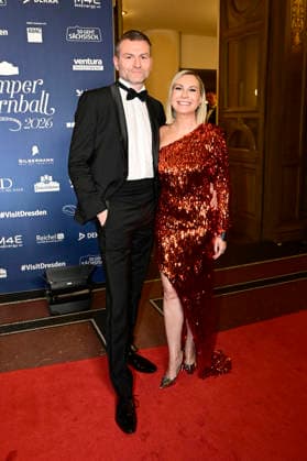 Susanne Klehn mit Partner Michael Heinz beim 18. SemperOpernball 2026 in der Semper Oper. Dresden, 06.02.2026