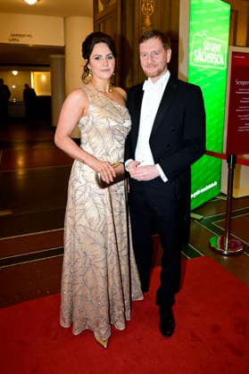 Michael Kretschmer mit Partnerin Annett Hofmann beim 18. SemperOpernball 2026 in der Semper Oper. Dresden, 06.02.2026