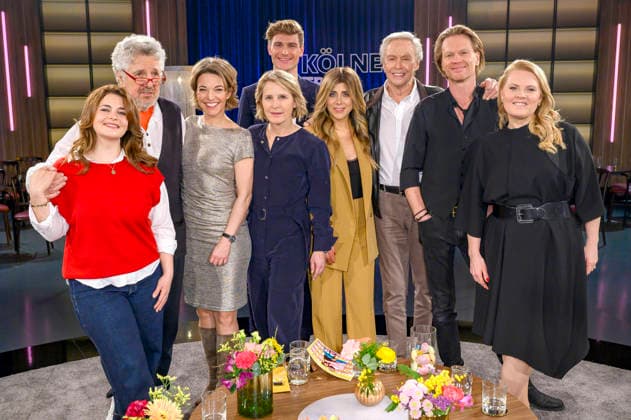 Ronja Forcher, Michael Schanze, Anna Planken, Susann Link, Friedrich Dieckmann, Gastgeberin Susann Link, Panagiota Petridou, Peter Kraus, Mike Kraus und Patricia Kelly bei der Aufzeichnung der WDR-Talkshow Kölner Treff im WDR Studio BS 3. Köln, 06.02.2026