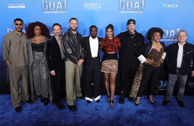 Celebrities attend the Los Angeles premiere of Columbia Pictures and Sony Pictures Animation s GOAT at the AMC Century City 15 in Los Angeles United States Featuring: Nick Kroll, Patton Oswalt, Gabrielle Union, Caleb McLaughlin, Stephen Curry, Jennifer Hudson, Jennifer Lewis, Jelly Roll, Aaron Pierre Where: Los Angeles, California, United States When: 07 Feb 2026 Credit: Faye s Vision Cover Images EDITORIAL USE ONLY. NOT FOR USE BY NEWSPAPERS BASED IN THE UK. Copyright: xx coverimg55444025