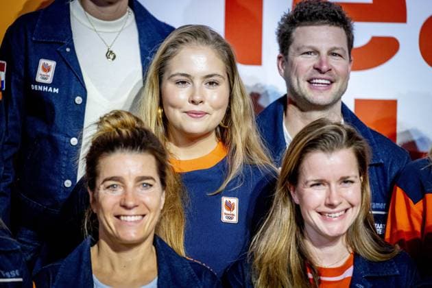 MILAN - Queen Maxima, Princess Amalia, and King Willem-Alexander visit the TeamNL House during the Olympic Games in Milan. ROBIN UTRECHT ANP netherlands out - belgium out  Copyright: xx x549906179x originalFilename: 549906179.jpg
