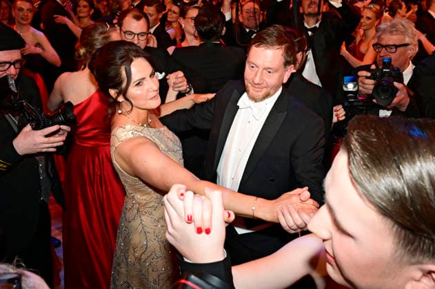 Michael Kretschmer mit Partnerin Annett Hofmann beim 18. SemperOpernball 2026 in der Semper Oper. Dresden, 06.02.2026