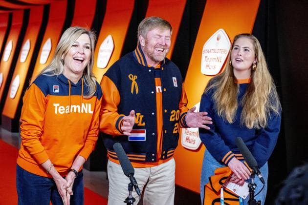 MILAN - Queen Maxima, Princess Amalia, and King Willem-Alexander visit the TeamNL House during the Olympic Games in Milan. ROBIN UTRECHT ANP netherlands out - belgium out  Copyright: xx x549912855x originalFilename: 549912855.jpg