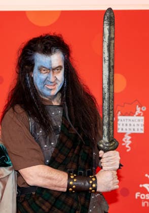 Im Bild: Ministerpraesident Markus Soeder (CSU) ist als Braveheart unterwegs. Veitshoechheim, Mainfrankensaele, 06.02.2026, Fastnacht in Franken 2026 Copyright: HMBxMedia xJulienxBecker