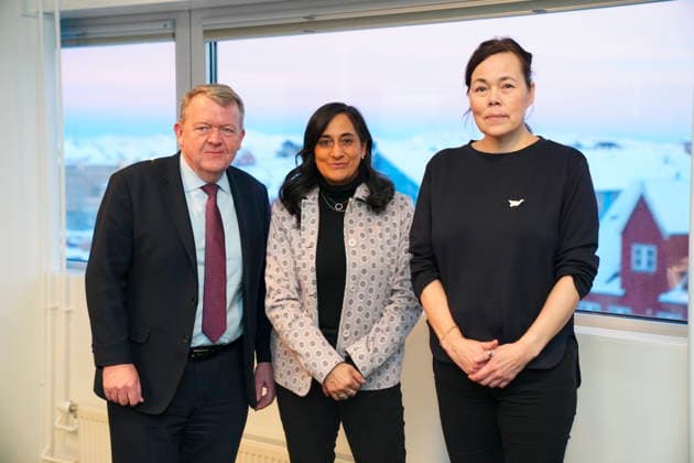 Foreign Ministers meets in Nuuk Danish Foreign Minister Lars Loekke Rasmussen (L) meets with Canada s Foreign Minister Anita Anand (C) and Greenland s Minister for Foreign Affairs Vivian Motzfeldt in Nuuk, Greenland on Saturday, February 7, 2026. , Greenland Denmark Copyright: IdaxMariexOdgaardx spdk20260207-124507-L