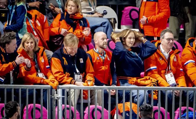 MILAN - Queen Maxima, Princess Amalia, and King Willem-Alexander visit the women s 3000 meters Milano Speed Skating Stadium during the Milan Cortina 2026 Winter Olympics. ROBIN UTRECHT ROBIN UTRECHT ANP netherlands out - belgium out  Copyright: xx x549926622x originalFilename: 549926622.jpg