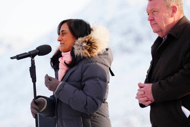 Joint Canadian, Danish, and Greenlandic press conference Canada s Foreign Minister Anita Anand talks to the press during a press conference with Danish Foreign Minister Lars Loekke Rasmussen and Greenland s Minister for Foreign Affairs, Vivian Motzfeldt (not seen) in Nuuk, Greenland Saturday, February 7, 2026. , Groenland Denmark Copyright: IdaxMariexOdgaardx spdk20260207-165847-L