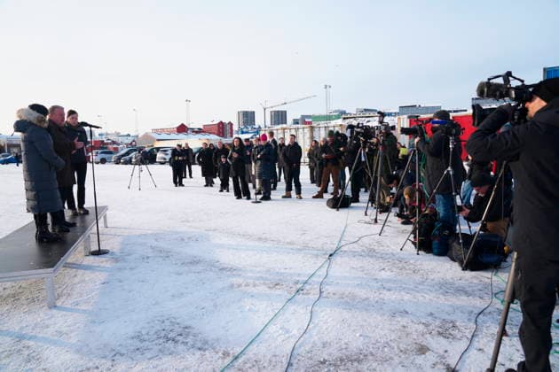oint Canadian, Danish, and Greenlandic press conference Foreign Minister Lars Loekke Rasmussen talks to the press during a press conference with Canada s Foreign Minister Anita Anand Danish and Greenland s Minister for Foreign Affairs, Vivian Motzfeldt in Nuuk, Greenland Saturday, February 7, 2026.. , Groenland Denmark Copyright: IdaxMariexOdgaardx spdk20260207-170157-L