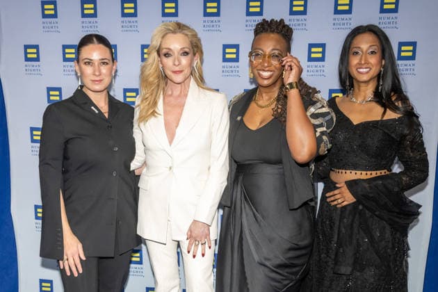 February 7, 2026, New York, United States: (L-R) Daniella Kallmeyer, Jane Krakowski, Kelley Robinson and Becky George attend the Human Rights Campaign 2026 Greater New York Dinner at Marriott Marquis Times Square. New York United States - ZUMAs197 20260207_aaa_s197_490 Copyright: xRonxAdarx