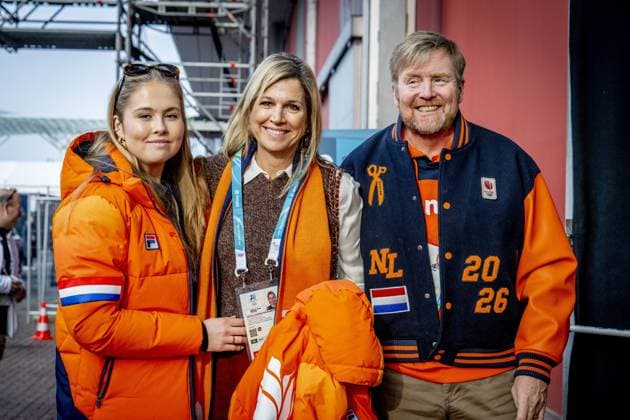 MILAN - Queen Maxima, Princess Amalia, and King Willem-Alexander in the men s 5,000-meter speed skating final at the Milan Speed Skating Stadium, Milan Cortina 2026 Olympic Winter Games. ROBIN UTRECHT ANP netherlands out - belgium out  Copyright: xx x550036416x originalFilename: 550036416.jpg