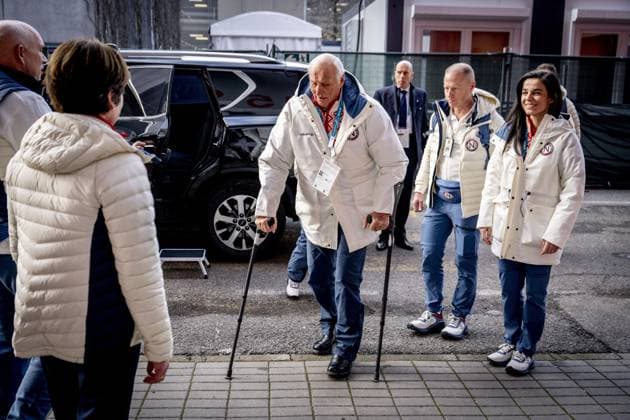 MILAN - King Harald and Queen Sonja of Norway visit the men s 5000 meters Milano Speed Skating Stadium during the Milan Cortina 2026 Winter Olympics. ROBIN UTRECHT ANP netherlands out - belgium out  Copyright: xx x550036568x originalFilename: 550036568.jpg