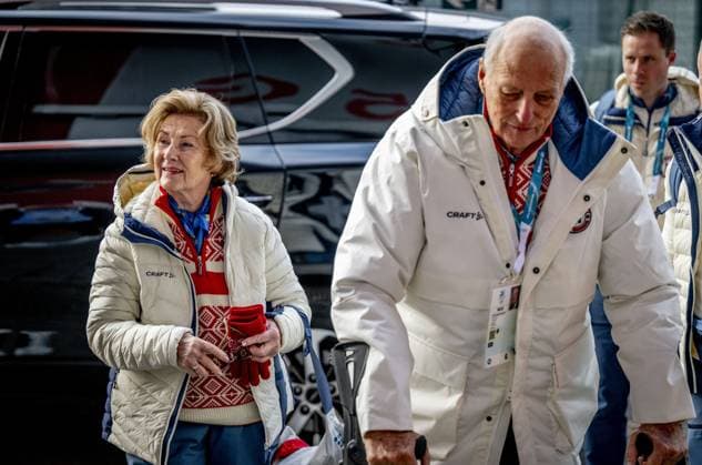 MILAN - King Harald and Queen Sonja of Norway visit the men s 5000 meters Milano Speed Skating Stadium during the Milan Cortina 2026 Winter Olympics. ROBIN UTRECHT ANP netherlands out - belgium out  Copyright: xx x550036680x originalFilename: 550036680.jpg