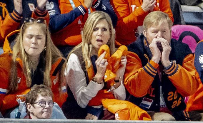 MILAN - Queen Maxima, Princess Amalia, and King Willem-Alexander in the men s 5,000-meter speed skating final at the Milan Speed Skating Stadium, Milan Cortina 2026 Olympic Winter Games. ROBIN UTRECHT ANP netherlands out - belgium out  Copyright: xx x550040760x originalFilename: 550040760.jpg
