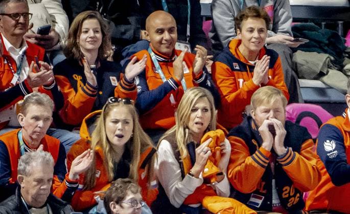 MILAN - Queen Maxima, Princess Amalia, and King Willem-Alexander in the men s 5,000-meter speed skating final at the Milan Speed Skating Stadium, Milan Cortina 2026 Olympic Winter Games. ROBIN UTRECHT ANP netherlands out - belgium out  Copyright: xx x550040767x originalFilename: 550040767.jpg
