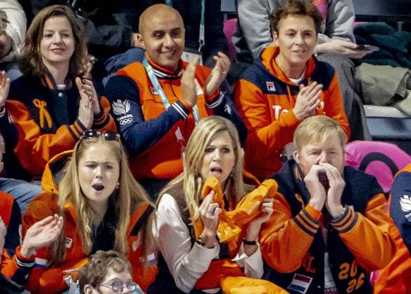 MILAN - Queen Maxima, Princess Amalia, and King Willem-Alexander in the men s 5,000-meter speed skating final at the Milan Speed Skating Stadium, Milan Cortina 2026 Olympic Winter Games. ROBIN UTRECHT ANP netherlands out - belgium out  Copyright: xx x550040782x originalFilename: 550040782.jpg