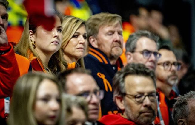 MILAN - Queen Maxima, Princess Amalia and King Willem-Alexander in the men s 5,000-meter speed skating final at the Milan Speed Skating Stadium, Milan Cortina 2026 Olympic Winter Games. ROBIN UTRECHT ANP netherlands out - belgium out  Copyright: xx x550051526x originalFilename: 550051526.jpg