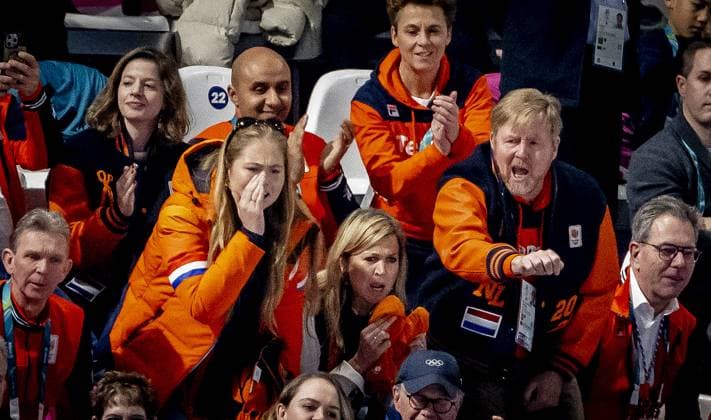 MILAN - Queen Maxima, Princess Amalia, and King Willem-Alexander in the men s 5,000-meter speed skating final at the Milan Speed Skating Stadium, Milan Cortina 2026 Olympic Winter Games. ROBIN UTRECHT ANP netherlands out - belgium out  Copyright: xx x550052684x originalFilename: 550052684.jpg