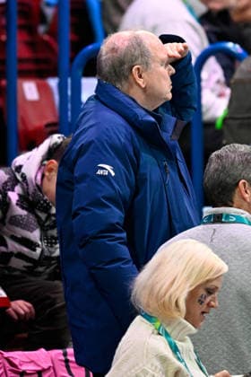 Winter Olympics - Prince Albert At Milano Ice Skating Arena - Milan Prince Albert II of Monaco is seen in the stands at the Women Single Skating - Free Skating event on day two of the Milano Cortina 2026 Winter Olympic games at Milano Ice Skating Arena on February 8, 2026 in Milan, Italy. Photo by JMP ABACAPRESS.COM Milan Italy  Copyright: xJMP ABACAx